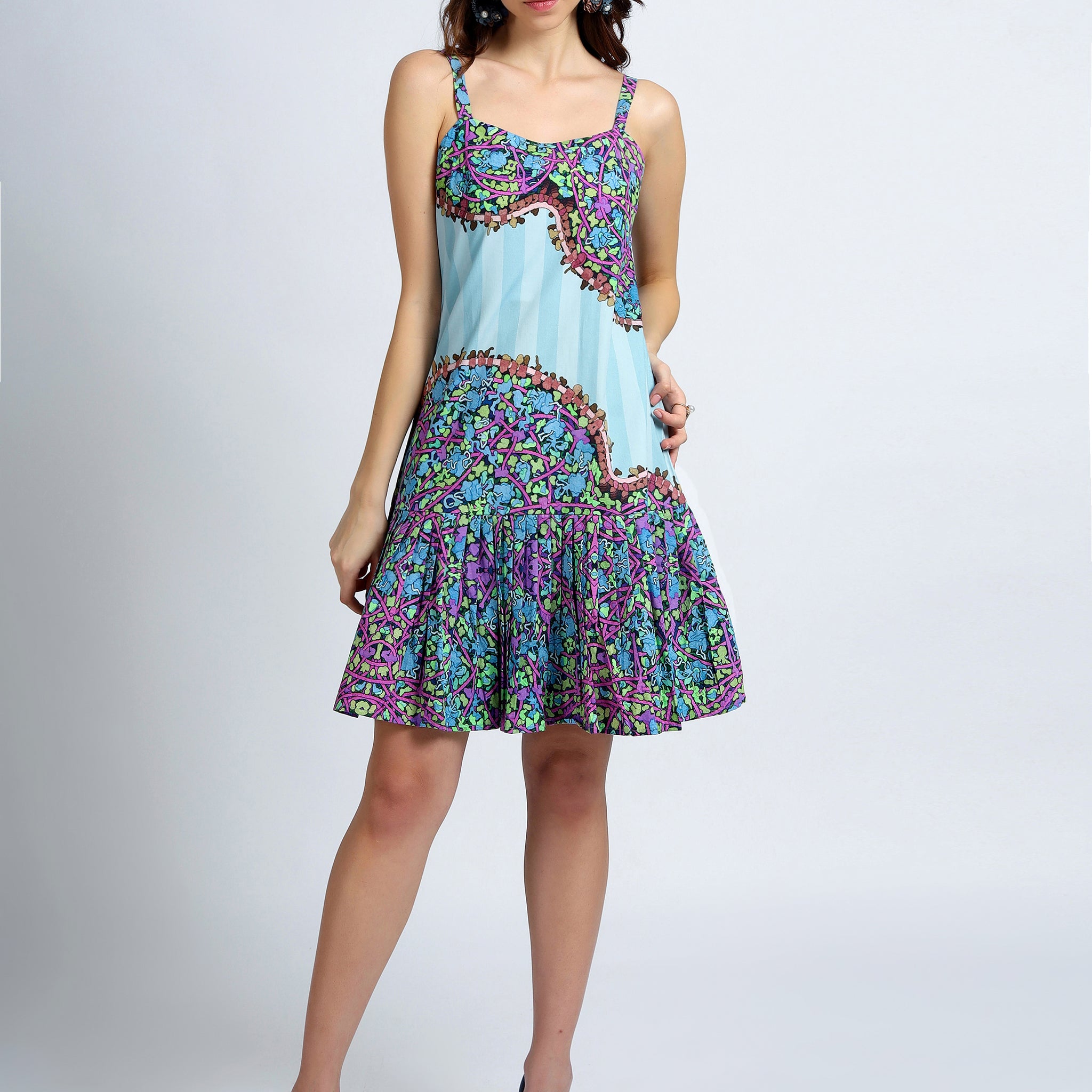 Radiant Life Pleated Strap Dress