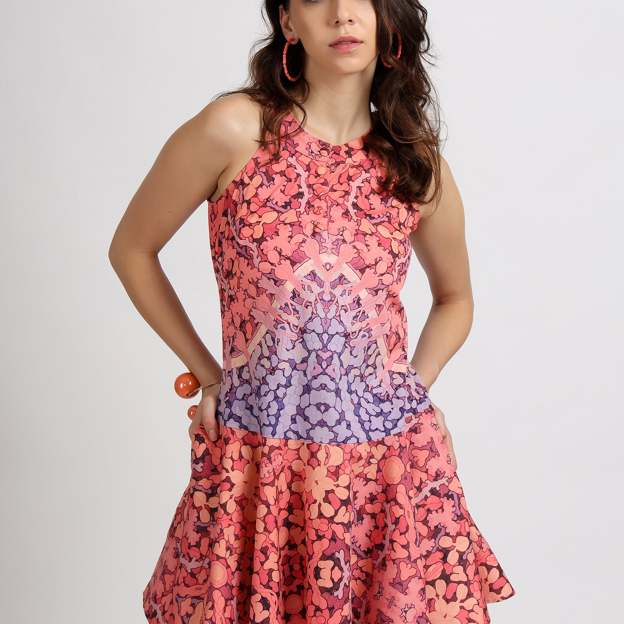 Blooming Shield Flared Dress