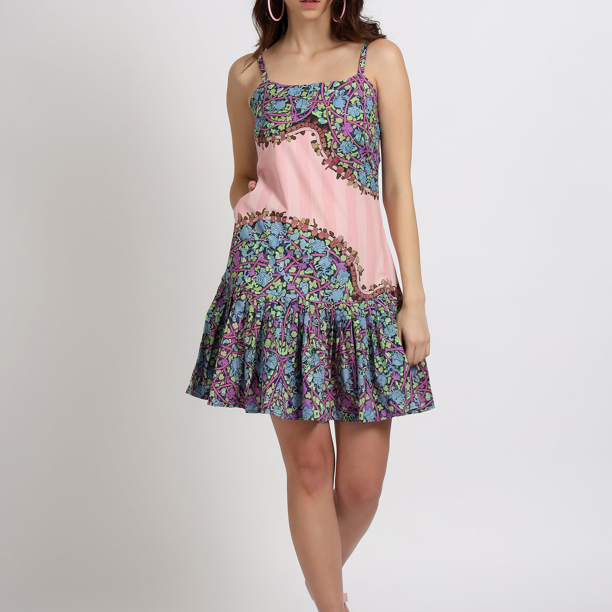 Unfolded Beauty Pleated Strap Dress