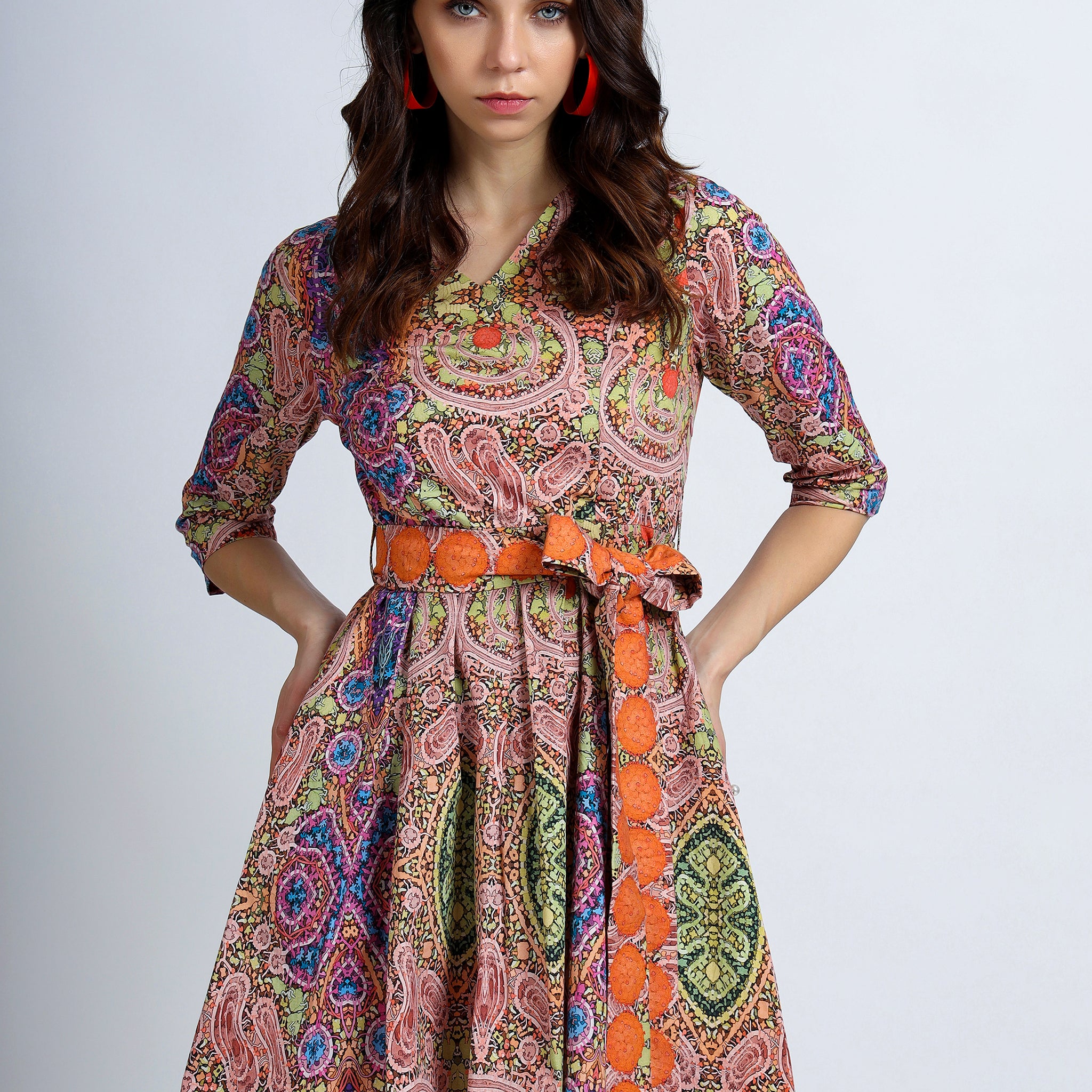 Warm Enclosure Knot Dress with Belt