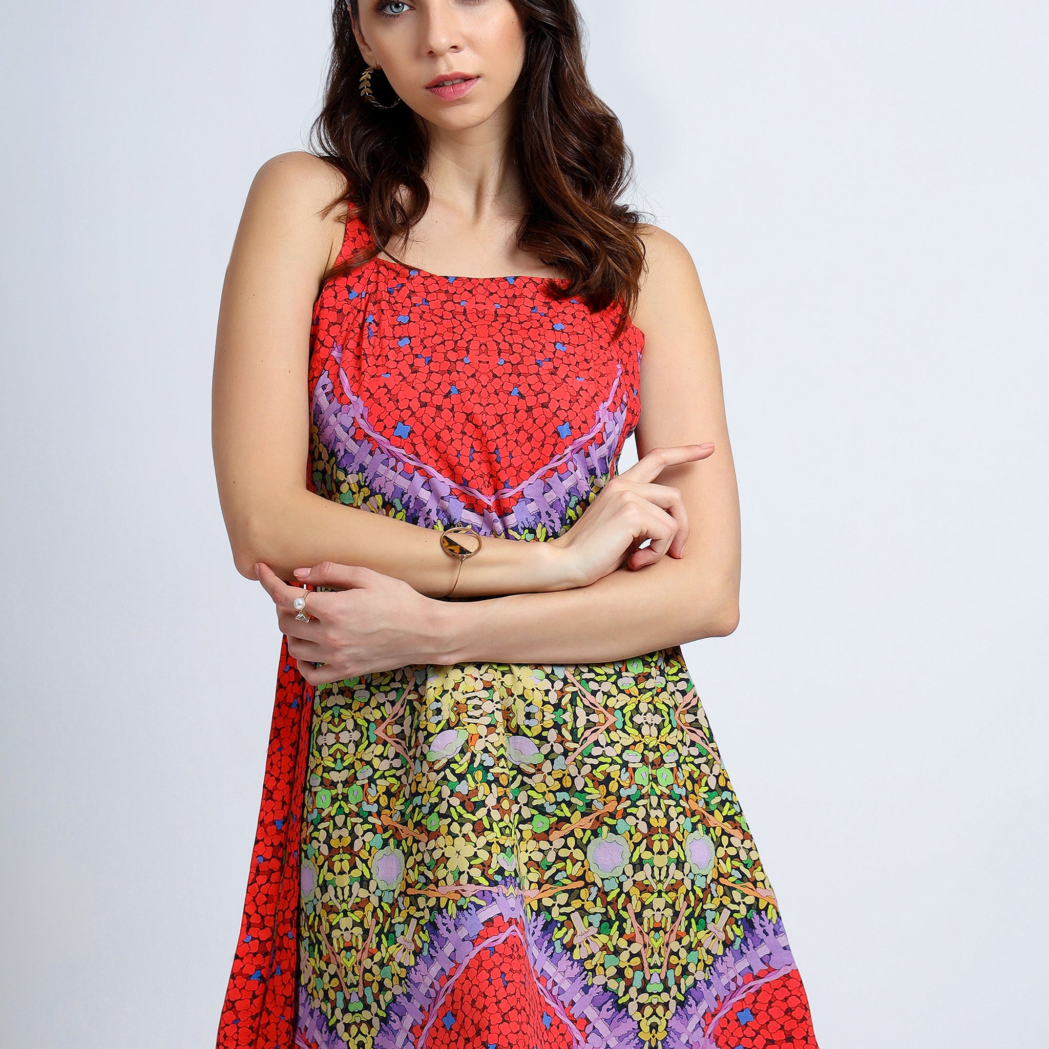 Crimson Pulse Open Strap Dress